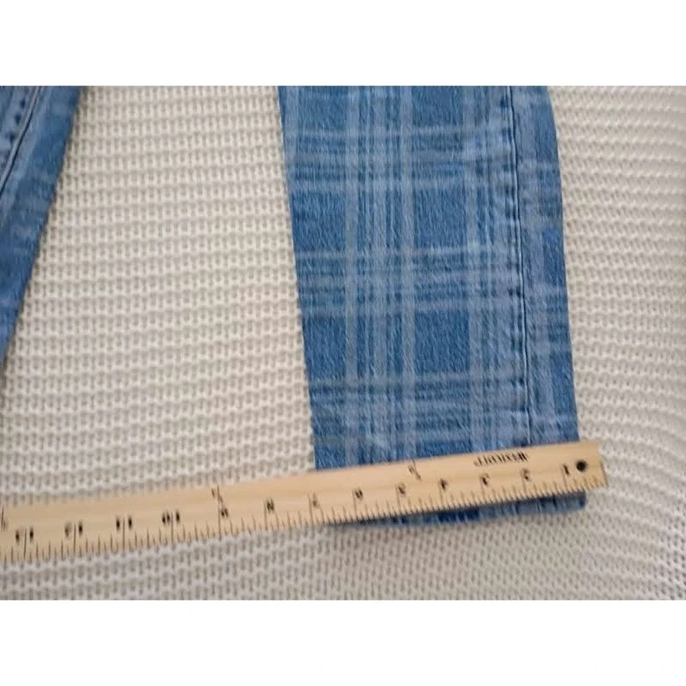 Levi's Premium Wedgie Straight‎ Jeans Plaid Blue High Rise Button Fly W25
